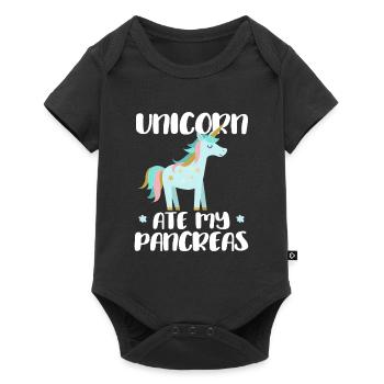 Einhorn Ate My Pankreas - Diabetes Awareness T1D - Baby Premium Kurzarmbody - Schwarz - Vorne