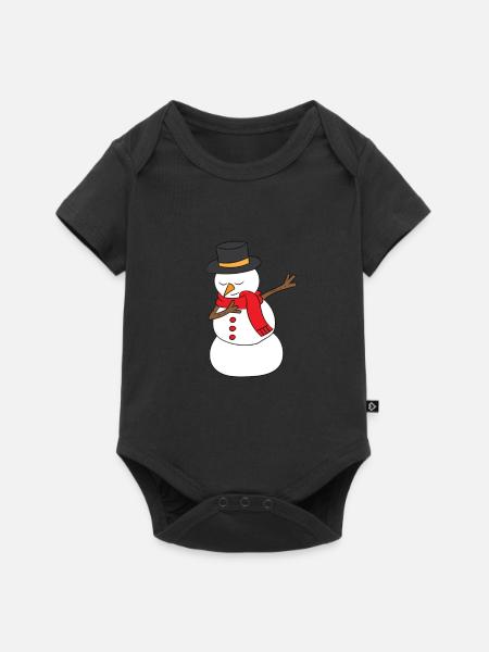 Winter - Schneemann DAB / dabbing - Baby Premium Kurzarmbody - Schwarz