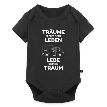 Wohnmobil Camping Caravan Camper Geschenk - Baby Premium Kurzarmbody - Schwarz - Vorne