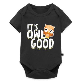 Owl Eule Eulen - Baby Premium Kurzarmbody - Schwarz - Vorne