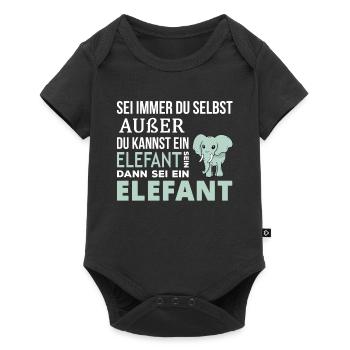 Elefant Elefanten Spruch Geschenk - Baby Premium Kurzarmbody - Schwarz - Vorne
