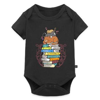Cats reading - Baby Premium short-sleeve bodysuit - black - Front