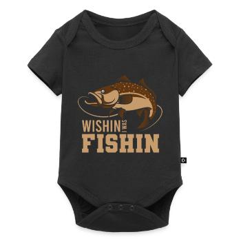 Wishin i was fishin, gift fish hook angler - Baby Premium short-sleeve bodysuit - black - Front