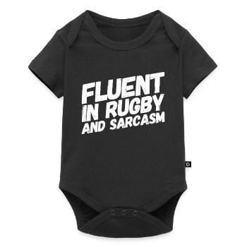 Fließend in Rugby und Sarkasmus Funny Rugby Player - Baby Premium Kurzarmbody - Schwarz - Vorne
