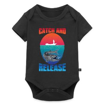 Angeln vom Boot Catch and Release - Baby Premium Kurzarmbody - Schwarz - Vorne