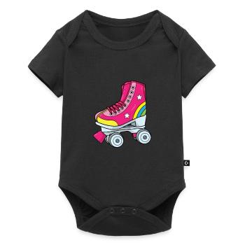 Roller skates - Pink roller skate with rainbow - Baby Premium short-sleeve bodysuit - black - Front