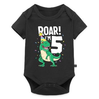 Roar je suis 5 TRex anniversaire dinosaure Happy Nine 5ème - Body à manches courtes Premium Bébé - noir - Devant