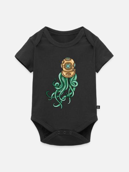 Octopus Scuba Diver - Baby Premium Kurzarmbody - Schwarz