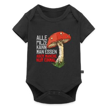 Pilzsammler Geschenk - Baby Premium Kurzarmbody - Schwarz - Vorne