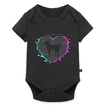 Canaan chien dans le coeur avec look rétro - Body à manches courtes Premium Bébé - noir - Devant