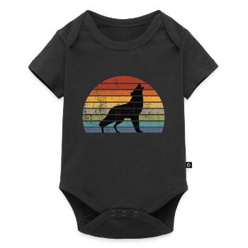 Cadeau rétro de Wolf Silhouette Vintage Animal Protection - Body à manches courtes Premium Bébé - noir - Devant
