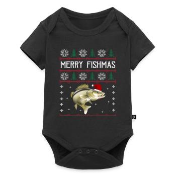 Merry Fishmas Angler Shirt Zander Christmas - Baby Premium short-sleeve bodysuit - black - Front