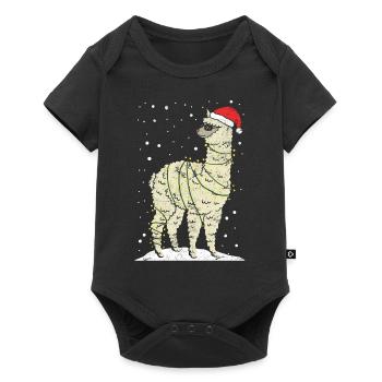 Christmas alpaca llama - Baby Premium short-sleeve bodysuit - black - Front
