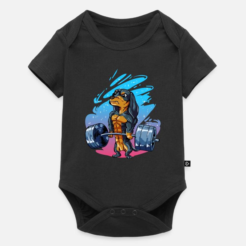 Teckel Dakel Bodybuilder - Body à manches courtes Premium Bébé - noir