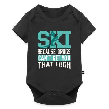 Ski - Baby Premium Kurzarmbody - Schwarz - Vorne