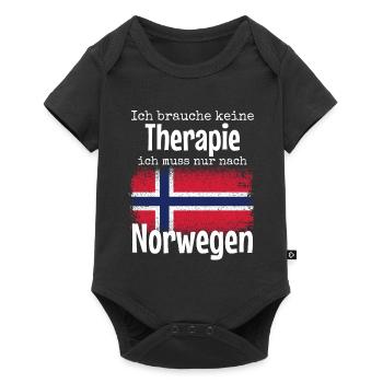 Ich brauche keine Therapie ich muss nach Norwegen - Baby Premium Kurzarmbody - Schwarz - Vorne