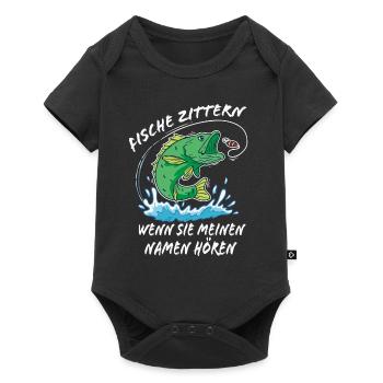 Lustiges Fischer Geschenk für Angler - Baby Premium Kurzarmbody - Schwarz - Vorne
