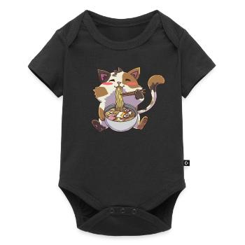 Ramen Neko Katze Kawaii - Baby Premium Kurzarmbody - Schwarz - Vorne