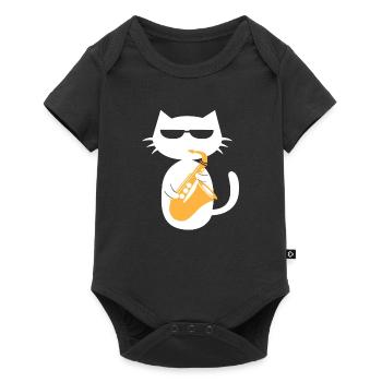 Saxophone Cat Saxophonist Jazz Musician Gift - Baby Premium short-sleeve bodysuit - black - Front