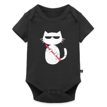 Flöte Querflöte Blaskapelle Katze Geschenk - Baby Premium Kurzarmbody - Schwarz - Vorne