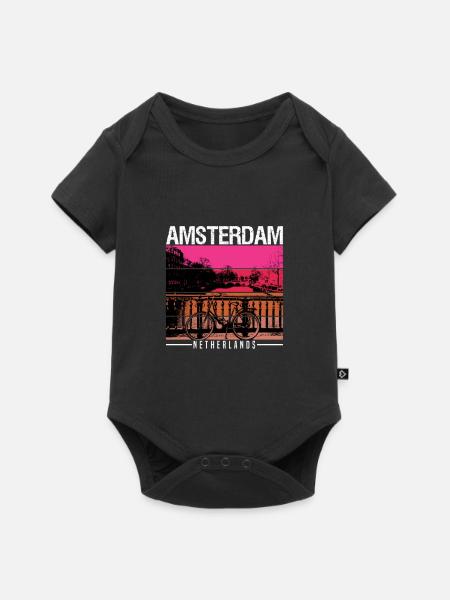 Amsterdam - Baby Premium Kurzarmbody - Schwarz