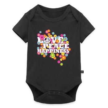 Hippie - Love Peace Happiness - Love Peace - Baby Premium short-sleeve bodysuit - black - Front