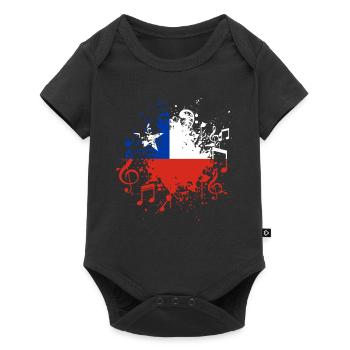 Chile flag music - Baby Premium short-sleeve bodysuit - black - Front