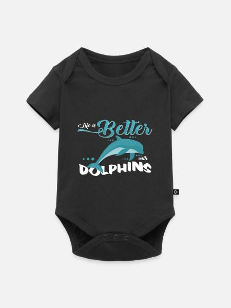 Delfin - Baby Premium Kurzarmbody - Schwarz