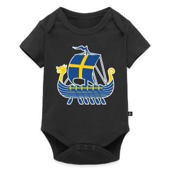 Suède Viking Ship Tshirt Navire Viking - Body à manches courtes Premium Bébé - noir - Devant