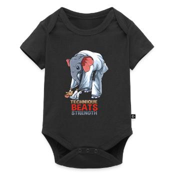 Mouse vs. Elephant - BJJ Jiu-Jitsu, Grappling and - Baby Premium short-sleeve bodysuit - black - Front
