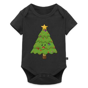 Arbre de Noël amusant avec cadeau star-deco - Body à manches courtes Premium Bébé - noir - Devant
