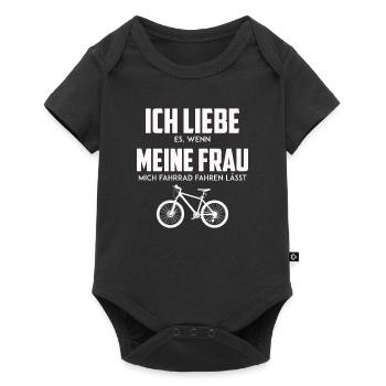 Ich liebe es wenn meine Frau mich Fahrrad fahren - Baby Premium Kurzarmbody - Schwarz - Vorne