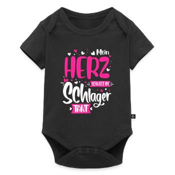 Schlager music heart - Baby Premium short-sleeve bodysuit - black - Front