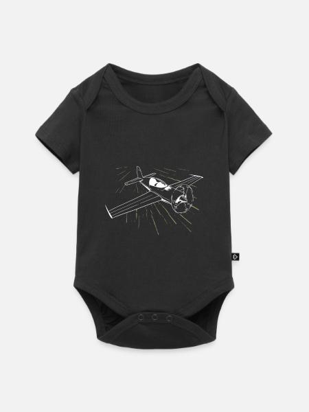 Flugzeug Fliegen Pilot Flugplatz - Baby Premium Kurzarmbody - Schwarz