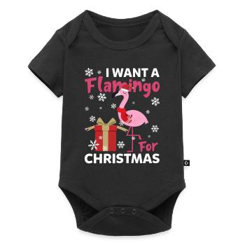 I Want A Flamingo For Christmas Funny Flamingo - Baby Premium short-sleeve bodysuit - black - Front