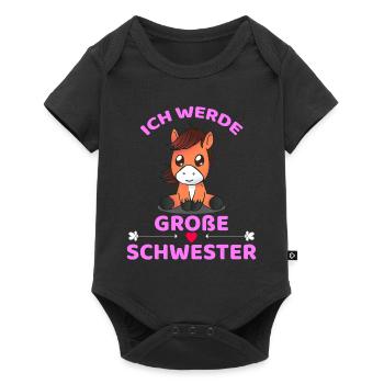 Ich Werde Große Schwester Pony - Baby Premium Kurzarmbody - Schwarz - Vorne