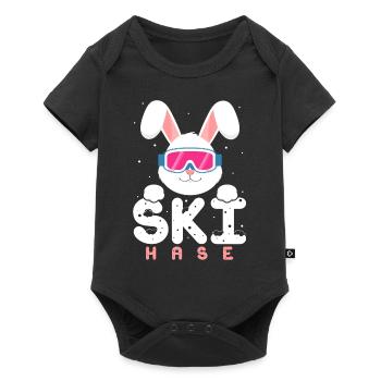 Lapin de ski avec lunettes, lapins,Party Apres Ski - Body à manches courtes Premium Bébé - noir - Devant