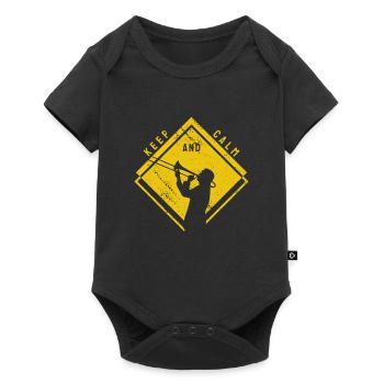 Gardez le cadeau drôle de bois de trombone de trombone calme - Body à manches courtes Premium Bébé - noir - Devant