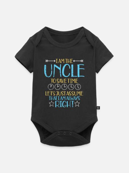 Onkel - Baby Premium Kurzarmbody - Schwarz