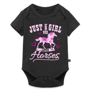 Chevaux Fille Fille - Body à manches courtes Premium Bébé - noir - Devant