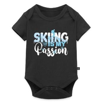 Ski - Baby Premium Kurzarmbody - Schwarz - Vorne