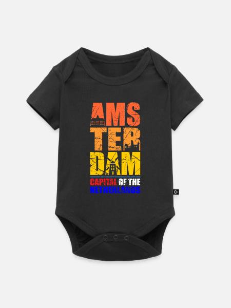 Amsterdam - Baby Premium Kurzarmbody - Schwarz