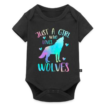 Juste une fille qui aime les loups - Wolf - Body à manches courtes Premium Bébé - noir - Devant