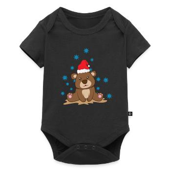 petit ours en peluche comme cadeau pour Noël - Body à manches courtes Premium Bébé - noir - Devant