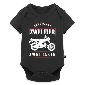 Simson S51, 2 hands, 2 eggs, 2 bars, DDR moped - Baby Premium short-sleeve bodysuit - black - Front