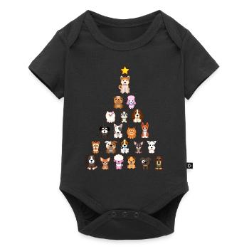 Chiot de chiens de Noël - Body à manches courtes Premium Bébé - noir - Devant