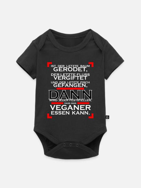 erst wenn der letzte baum lustiges anti veganer - Baby Premium Kurzarmbody - Schwarz