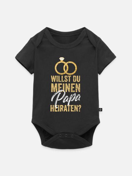 Willst du meinen Papa heiraten? - Baby Premium Kurzarmbody - Schwarz
