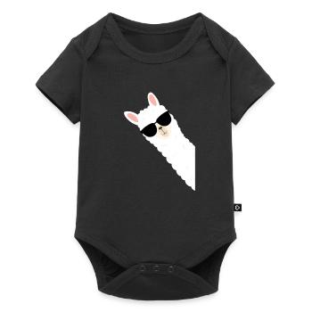 Cool alpaca with sunglasses - Baby Premium short-sleeve bodysuit - black - Front