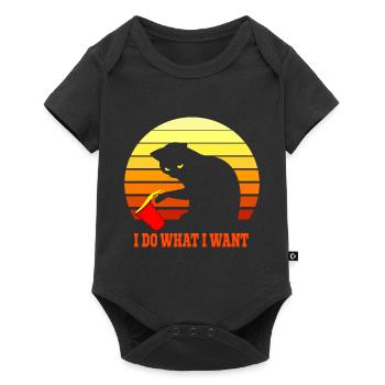 Katze lustiges I do what i want - Baby Premium Kurzarmbody - Schwarz - Vorne